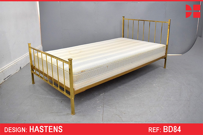 Large single bed with brass frame produced by Hastens, Sweden