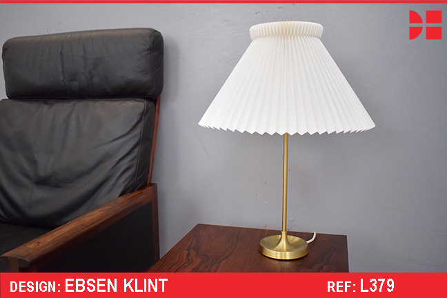 Le Klint table lamp with brass stand designed by Esben Klint