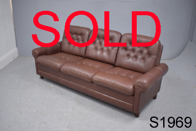 Retro 1970s 3 seat sofa in brown colour leather 