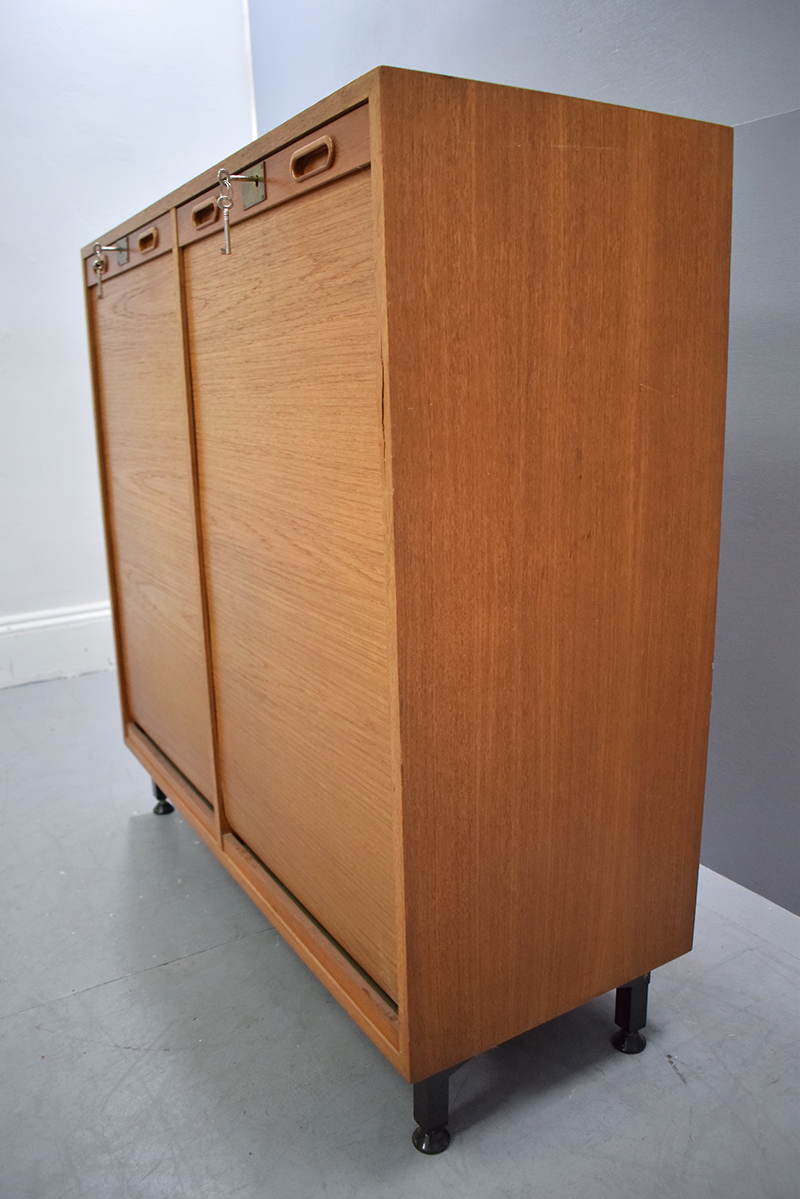 Danish Storage Cabinet With Tambour