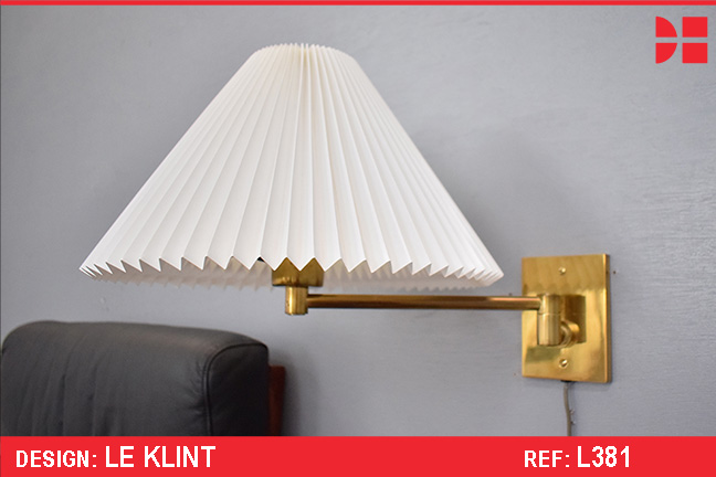 Midcentury wall mounted reading lamp with LE KLINT shade 