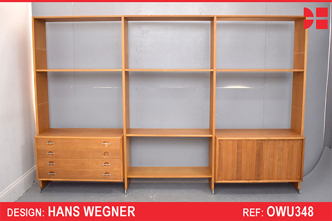 Light oak Hans Wegner design RY100 3 bay room divider