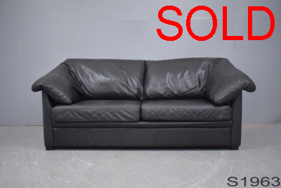 Compact modern 2 seat sofa | Black leather