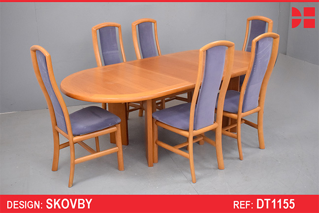 Vintage SKOVBY dining table with 2 extra leaves in cherry