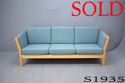 Modern light blue fabric 3 seat sofa | Beech ends