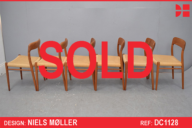 6 vintage teak Niels Moller design dining chairs | Model 75