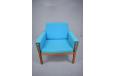 Hans Wegner vintage rosewood armchair with blue fabric upholstery  - view 3