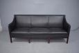 Vintage 1940s design black leather box frame sofa produced by Jacob Kjaer