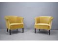 Vintage 1950s design club chair with gold draylon upholstery. SOLD