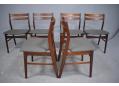 Danish made dining chairs in rosewood with new fabric seats
