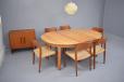 Modern danish design chairs paired with the table work just as well 