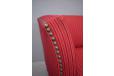 1950s made 3 seat sofa in red striped fabric.