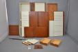 Vintage danish design teak 4 door wardrobe with blue interior and adjustable shelving