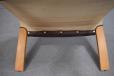 Danish angled leather footstool with button top and beech legs
