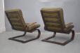 Dark stain beech armchair with centilever frame for sale