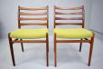midcentury danish design dining chair in teak with red upholstery