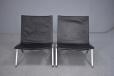 1955 design PK22 easy chair win chrome with black leather seat, design by Poul Kjaerholm