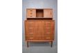 2 Part vintage teak bureau produced by Danish Mobler