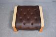 Vintage angled brown leather footstool