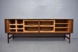 Long sideboard in vintage rosewood with sliding tambour doors - Rosengren Hansen design - view 3