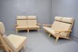 Vintage oak frame high back modular sofa designed in 1967 by Hans J Wegner