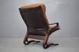 Vintage skyline armchair in beech with brown leather cushion produced by Hove Mobler
