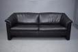 Modern Danish design 3 seater sofa in black leather