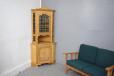 Antique oak corner cabinet with leaded glass door - view 2