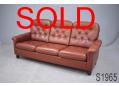 1970s 3 seat sofa in reddish brown colour leather 