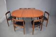 Midcentury Hans Olsen design set of 6 dining chairs with extending round dining table