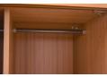 Large teak wardrobe with full dress length hanging space and shelved storage.