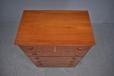 Teak chest of 6 drawers with light-weight plywood construction made in Denmark.