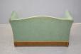 Vinatge 2 seater box frame sofa in green fabric by Danish Cabinetmaker