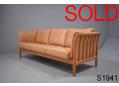 SKALMA 3 seat box sofa | Tan leather upholstery