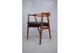Vintage teak RONDO armchair with new leather upholstered seat