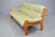 Pistachio green leather 3 seat sofa with teak frame | Ekornes - view 5