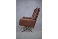 Vintage brown leather retro swivel chair from 1970s - view 6