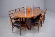 Vintage Model HM 25 55 pedistal leg extending dining table designed 1962 by John Mortensen 