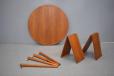 Teak dining table with fold out self stored leaves by Troeds