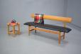 Vintage oak 'Shaker' bench in new black leather upholstery by Borge Mogensen