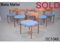 Niels Moller set of 6 model 75 chairs | Blue fabric