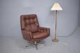 Vintage brown leather retro swivel chair from 1970s - view 11