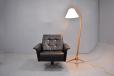 1960s space age style danish black leather swivel chair