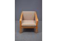 Modern compact Danish design armchair in fabric with beech frame. SOLD