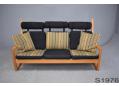 Vintage oak high back sofa with Rainbow upholstery