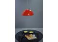Vintage Danish pendant light with double shade in red & orange plastic. SOLD