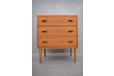 Vintage chest of 3 drawers with light oak legs designed by Carl Aage Skov