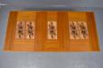 Extending vintage teak dining table with tiled top details