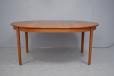 Vintage circular dining table in teak on triangular legs - view 5