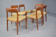 Set of 6 teak frame model 75 dining chairs produced by J L Mollers Mobelfabrik